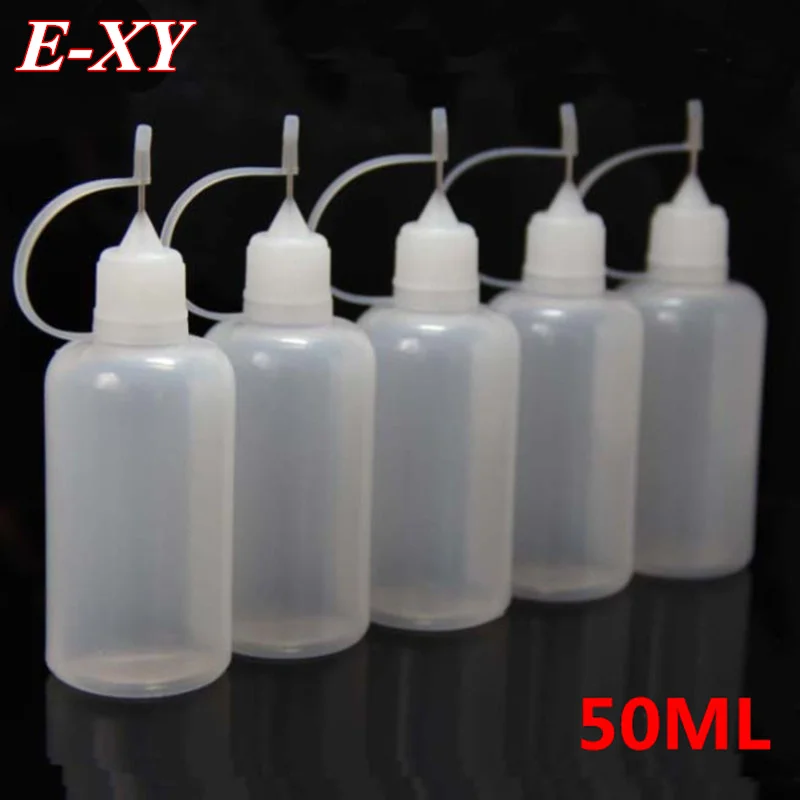 

E-XY E liquid empty Plastic Bottles 50ml metal needle tip dropper and silicon cover eGo Electronic Cigarette Accessory