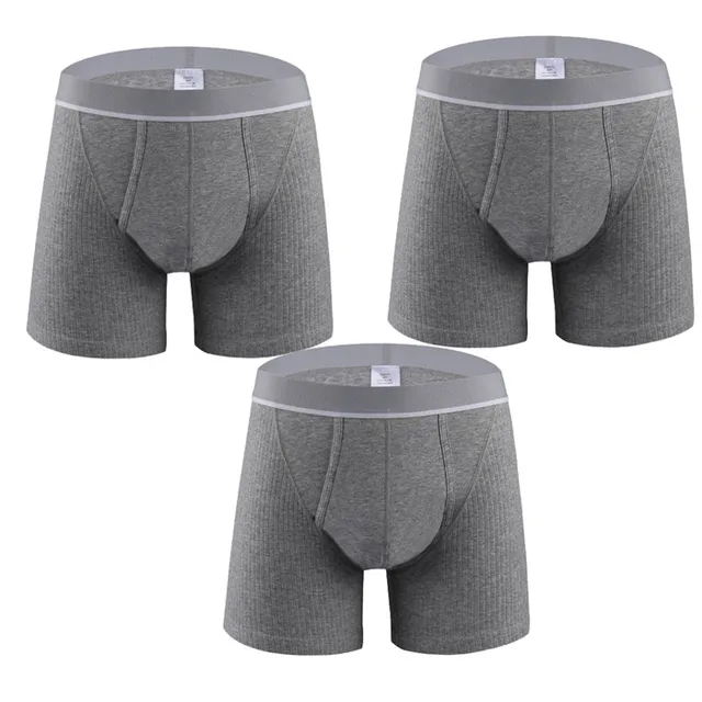 IYUNYI 3Pcs/Lot Mens Cotton Underwear Thick Open Pouch Long Boxers Men Thread Panties