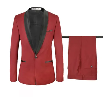 

Red Tuxedo Wedding Tuxedos Groom Wear for Dinner Party Prom Slim Fit Casual Two-Piece Wedding Reception Men's Suit , size M-4XL