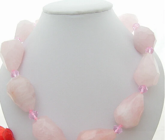 

huij 003619 Rose Quartz&Crystal Necklace
