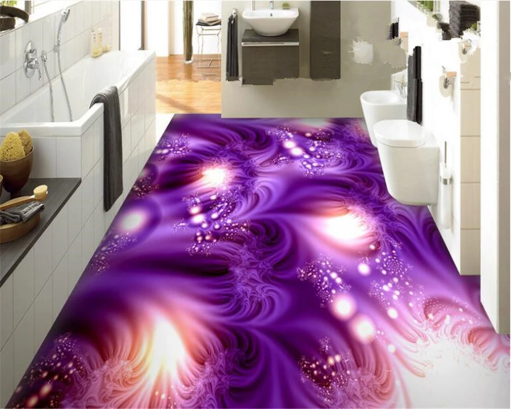 Beibehang schöne lila traum sky tapete pvc bad küche schlafzimmer 3d bodenbelag malerei wasserdicht selbstklebende