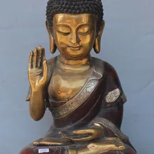 1" Тибет Буддизм Бронзовый Свинка Шакьямуни Сиденья Шакьямуни Будда Амитабха Статуя