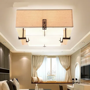 

New Chinese Double Bed Square Ceiling Lamp Bedroom Modern Living Room led Restaurant Learning Light classical ZA627 ZL120