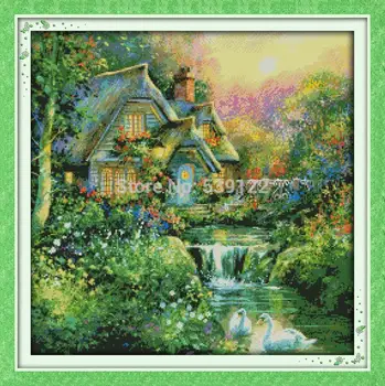

DIY Needlework 11CT 14CT Cross Stitch Country Cabin (2)! Counted Cross Stitching Kits for Embroidery Knitting Needles Wholesale