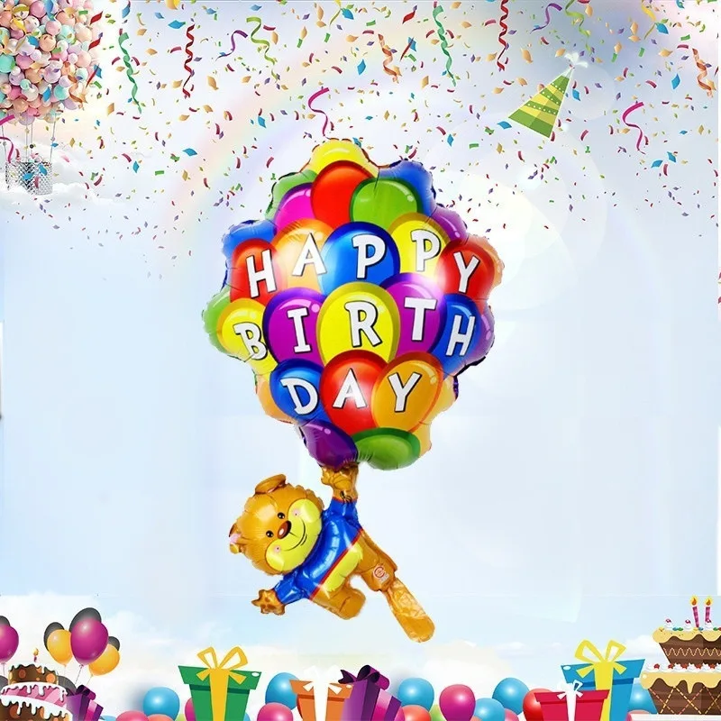 

1pc Balloons Cartoon Alphabet Bear Parachute Aluminum Foil Balloon For Birthday Decoration Event Party