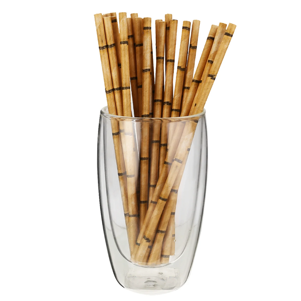 Degradable  Bamboo Drink Straws Party Supply Paper Drinking Straws Eco Friendly Nontoxic Tropical Bamboo Print