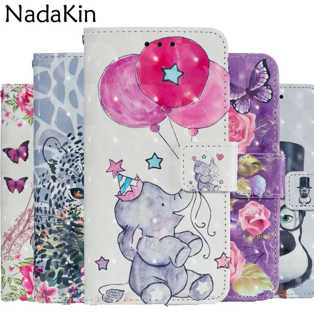 

3D Painted Patterned Book Phone Case for Huawei Mate 20 P20 Lite Pro Flip Wallet Cover Leather with Hand Strap Card Pockets