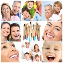 6 цветов Защита окружающей среды-дружественных бамбука Зубная щётка дерево Зубная щётка мягкая Bamboo Fibre деревянной ручкой низкоуглеродистой для взрослых