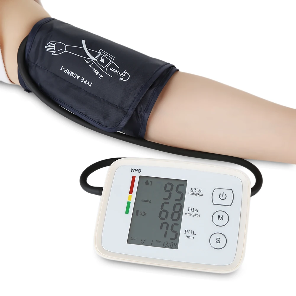

Portable Arm Health Care Blood Pressure Meter Heart Beat Rate Pulse Meter LCD Tonometer Sphygmomanometers Pulsemeter CK-A155