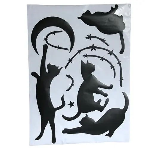Sdfc wall sticker carta parati adesivo decal gatti luna nero ... Wall stickers gatti