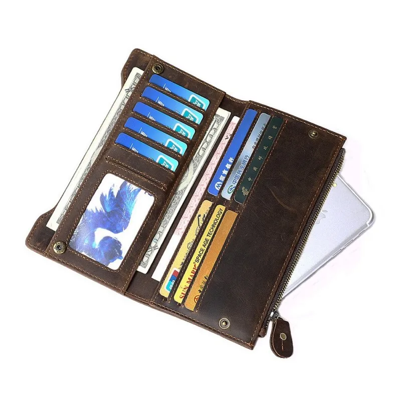 Высококачественный роскошный бренд мужской длинный бумажник винтажный кошелек из натуральной кожи для мужчин Новое поступление модный мужской бумажник из натуральной кожи