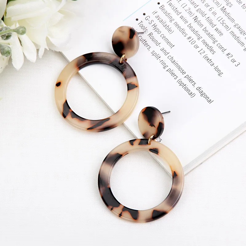 

Vintage Geometric Drop Earrings 5 Colors Leopard print Round Dangle Fashion Jewelry Acrylic Earrings pendientes mujer moda 2018