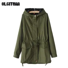 Новая модная Европейская Женская весенне-осенняя курточка в горошек ветровка с капюшоном женское Свободное пальто для женщин TR068