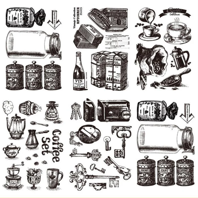 

KLJUYP Coffee Set Clear Stamps Scrapbook Paper Craft Clear stamp scrapbooking 515