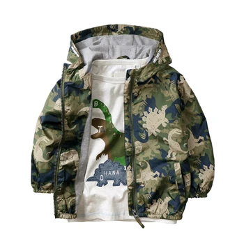 

Boy Jacket Coat Boy Spring Hooded Coat Dinosaur Printed Very Good Quality for 3-12 years old Brand Kids Boys Windbreaker