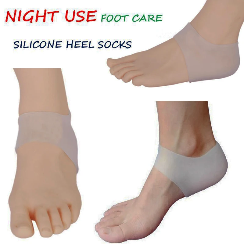 

1 Pair Free Shipping Medical Grade Good Soft Silicone insoles Moisturizing Silica Gel Socks Crack Heel Skin Care Foot Protectors