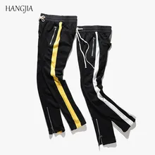 Mans Striped Ankle Zipper Sling Sweatpants Street Hiphop Urban Clothing Justin Biebers Tyga Europe and the United States trend