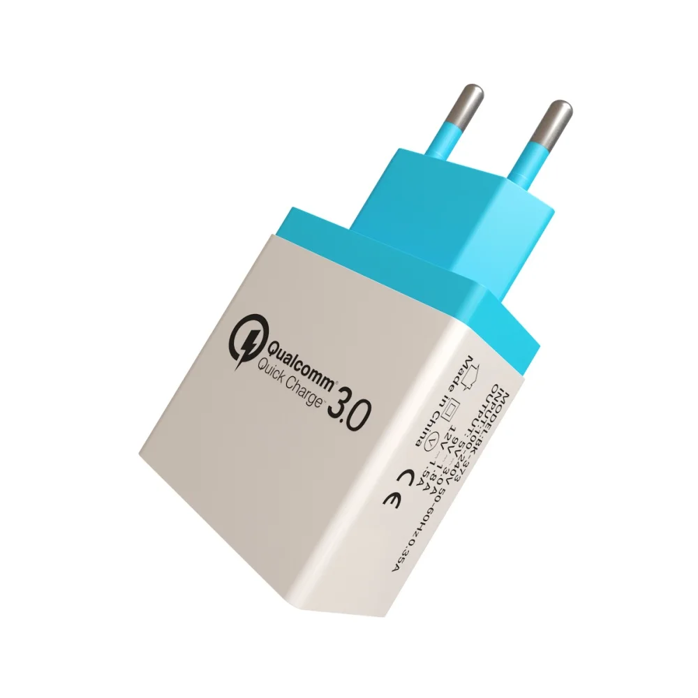 18 Вт USB зарядное устройство Quick Charge 3,0 5 в 3 А EU US Разъем для iPhone X 8 7 3 порта быстрое настенное зарядное устройство для samsung s8 s9 s10 huawei P20 30 - Тип штекера: Blue