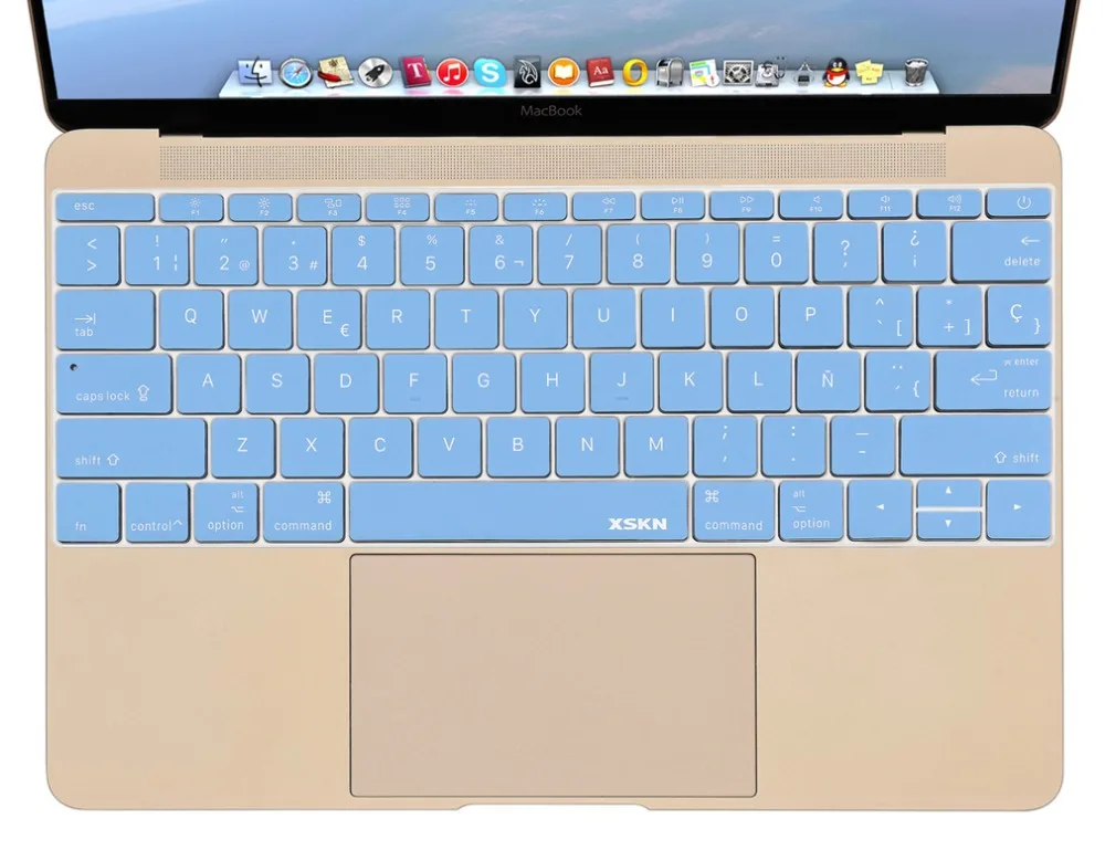 Испанский синий силиконовый чехол для клавиатуры защитная кожа US Apple Macbook 12 XSKN
