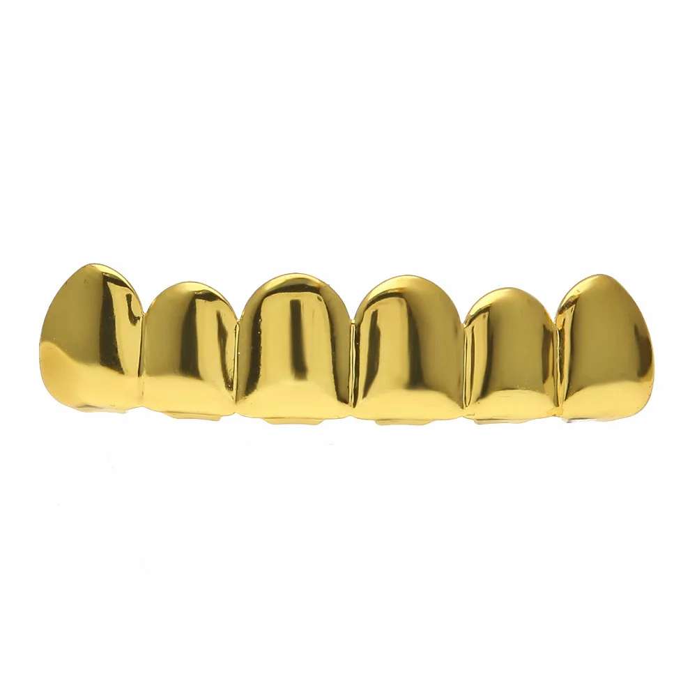 Новые золотые и Серебристые зубные грили для зубов верхние и нижние зубные Зубы вампира шапки рот Хэллоуин вечерние украшения для тела хип хоп - Окраска металла: Gold Top
