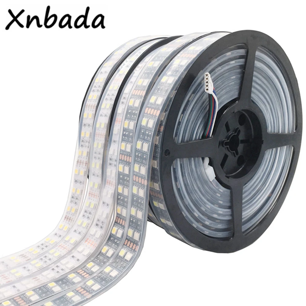 Двухрядная RGB Светодиодная лента Водонепроницаемая 5050 120 светодиодный s/m 5 м DC12V 24 в RGB RGBW RGBWW белое теплое белое светодиодное освещение Гибкая неоновая лента