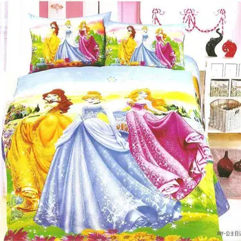 

Disney Princess 3D Printed Bedding Sets for Girls Duvet Covers Twin Bed Fitted sheets Girls Home Linen Single Coverlets Set Hot