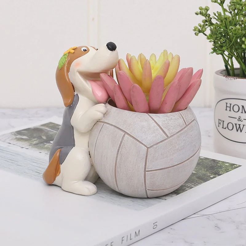 Cartoon Animal Fleshy Flower Pot Cute Dog Plant Container Desktop Micro-Landscape Decoration Balcony Decorations Macetas