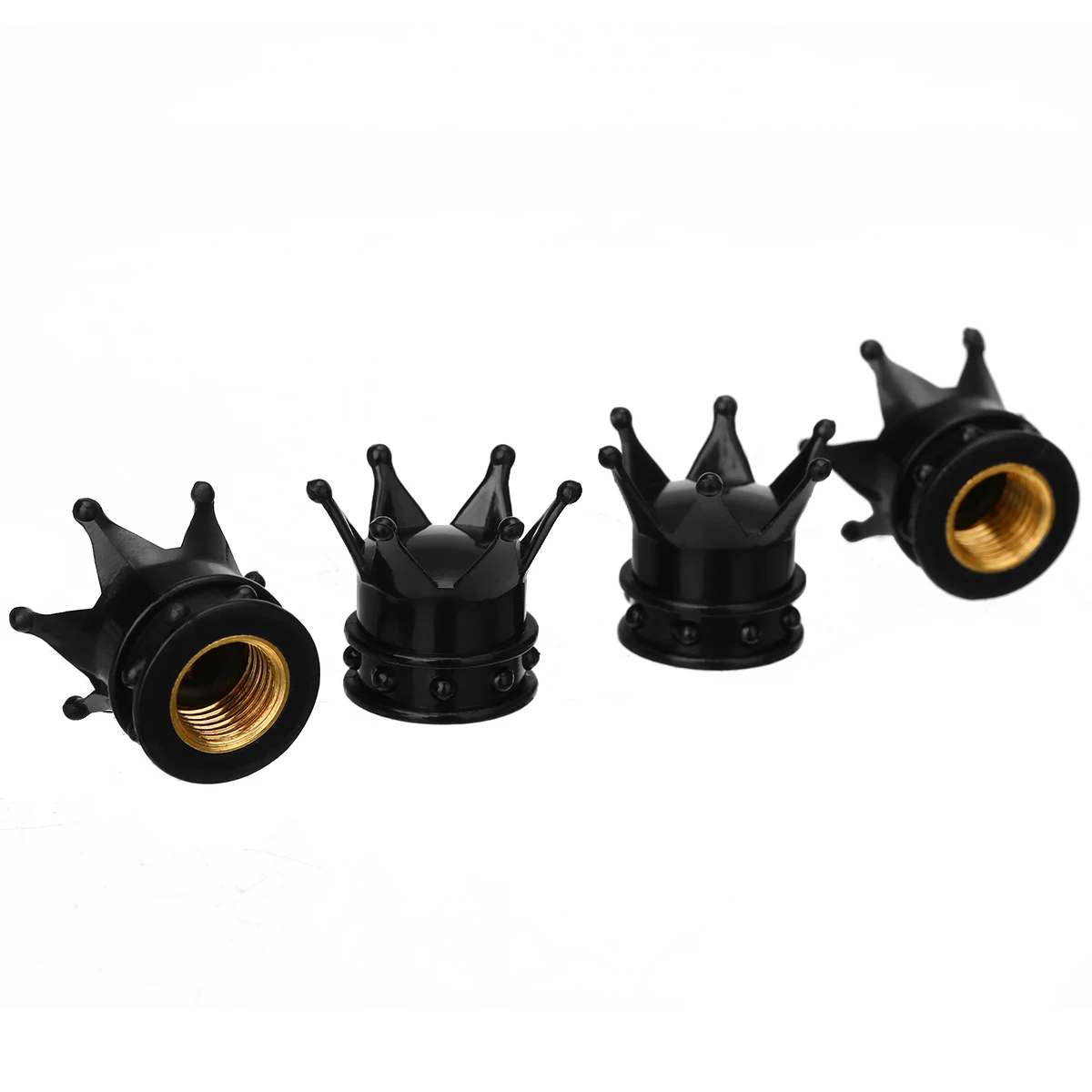 Mayitr 4pcs Black Crown Aluminum Valve Cap Leakage-proof Car Tyre Tire Air Valve Stem Cap Dust Cover for Wheels Tires Parts