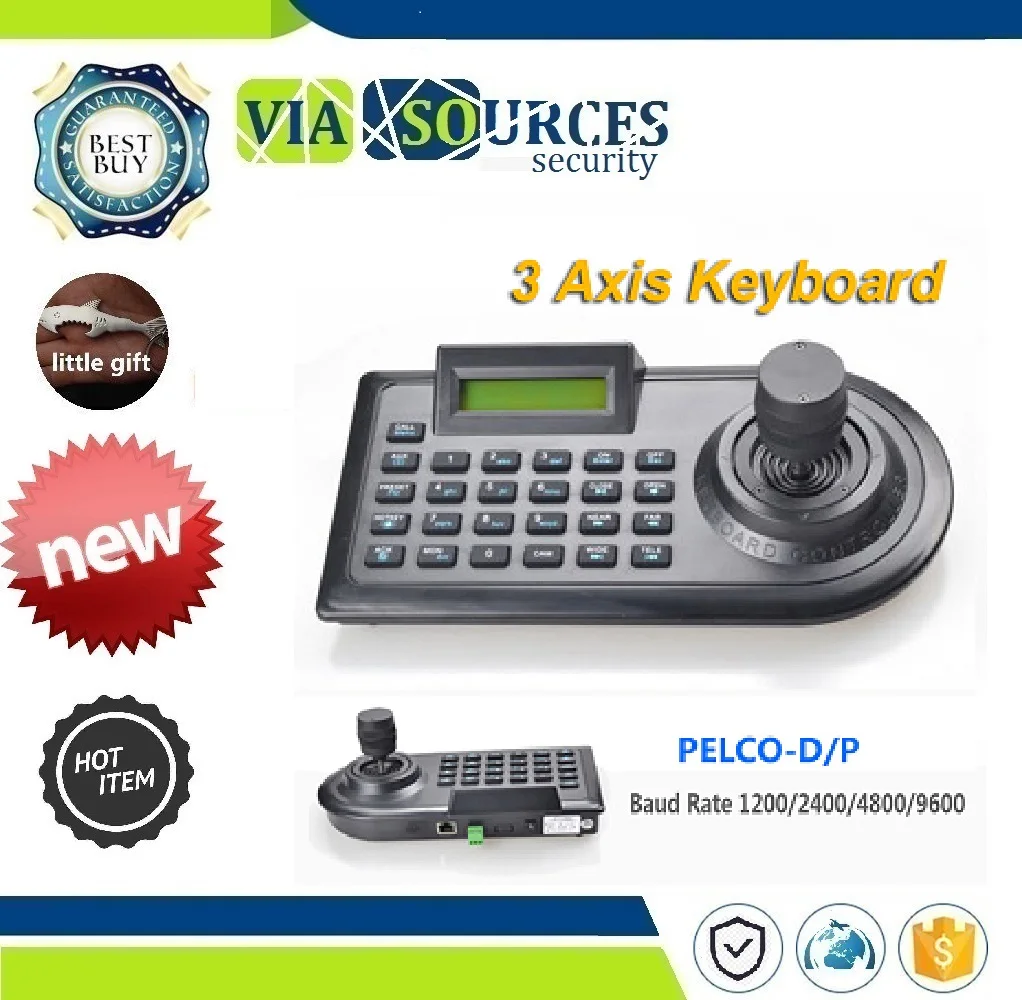 

Analog CCTV Speed Dome Pan Tilt Camera For Security 3D 3 Axis PTZ Joystick PTZ Controller Keyboard RS485 PELCO-D/P LCD Display