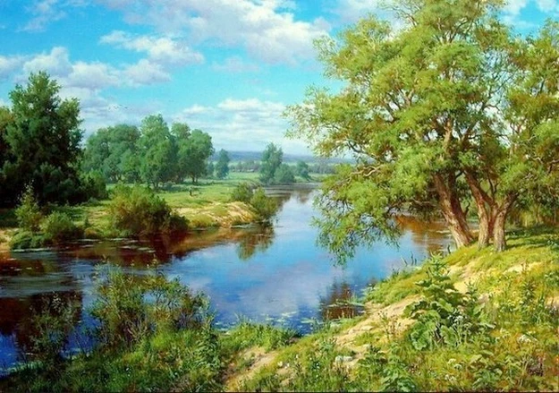 

5D Diy Diamond Painting Cross Stitch Green View By The River Needlework 3D Diamond Embroidery Full Round Mosaic Decoration Resin