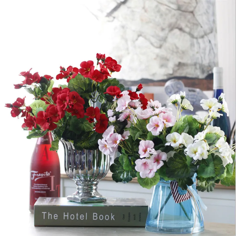 

one bouquet diy christmas Garlands vases for home wedding decoration accessories cheap artificial plastic flowers