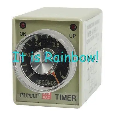 

Free Shipping AH3-3 Rotary Knob DPDT 8Pin 1Sec 1S Timing Time Relay AC 220V w LED Indicator