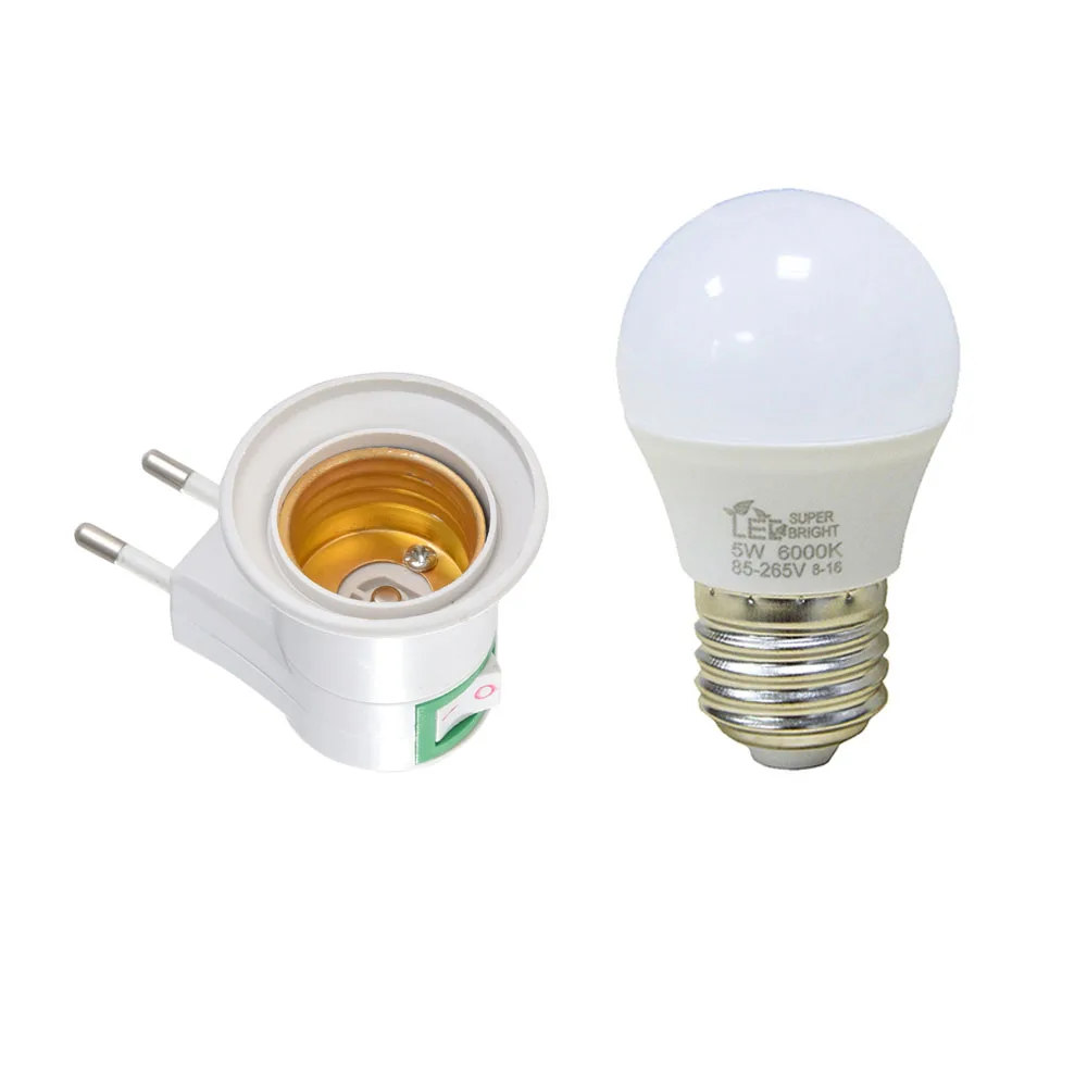 

Socket base E27 LED Lamp Light Socket Base Type to 110V 220V EU Plug Bulb Holder Converter + ON/OFF Button Switch