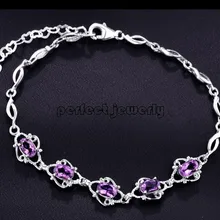 Природный натуральный аметист цепь браслеты 0.45ct* 5 шт драгоценный камень 925 стерлингового серебра ювелирные украшения# C19224005