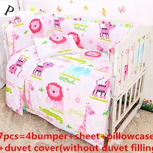 Скидка! 6/7 шт. детские кроватки beding наборы с начинкой, хлопок детская кроватка наборы постельных принадлежностей, 120*60/120*70 см