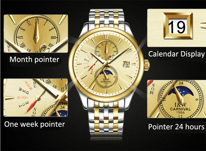 Классические дизайнерские карнавальные модные мужские часы лучший бренд сапфировые автоматические часы мужские водонепроницаемые светящиеся механические часы
