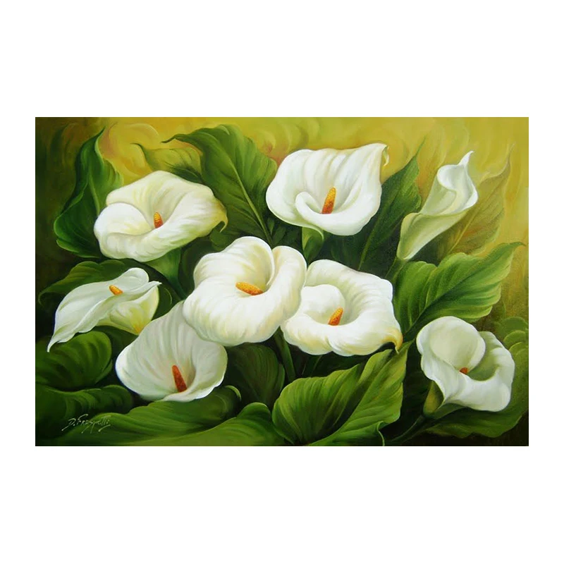 Diamond Mosaic Rhinestones DIY 5D Diamond Painting Flowers White Calla Lily Cross Stitch Diamond Embroidery Canvas Painting
