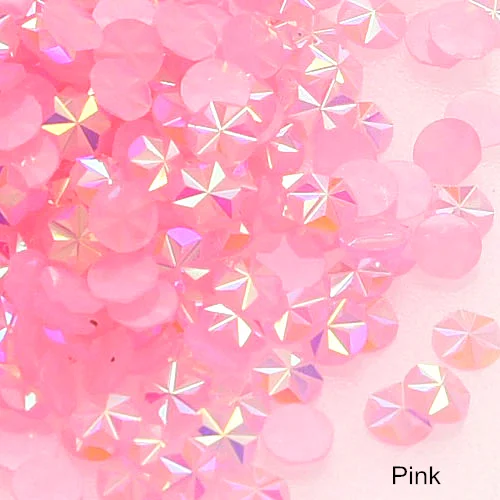 1000 шт 5 мм с цветочным узором из цветных полимеров не требуют горячей фиксации Стразы плоские с оборота с украшением в виде кристаллов; блестящие стразы для нейл-арта украшения B3789 - Цвет: Pink