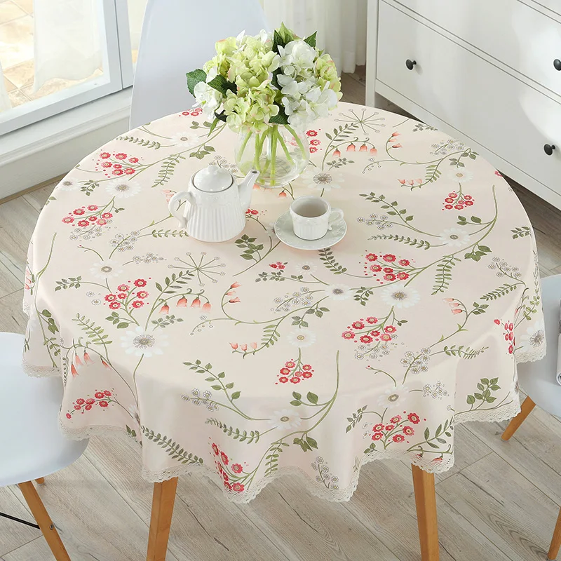 Round Tablecloth Table Cover Waterproof Oil proof Tablecloth Cotton