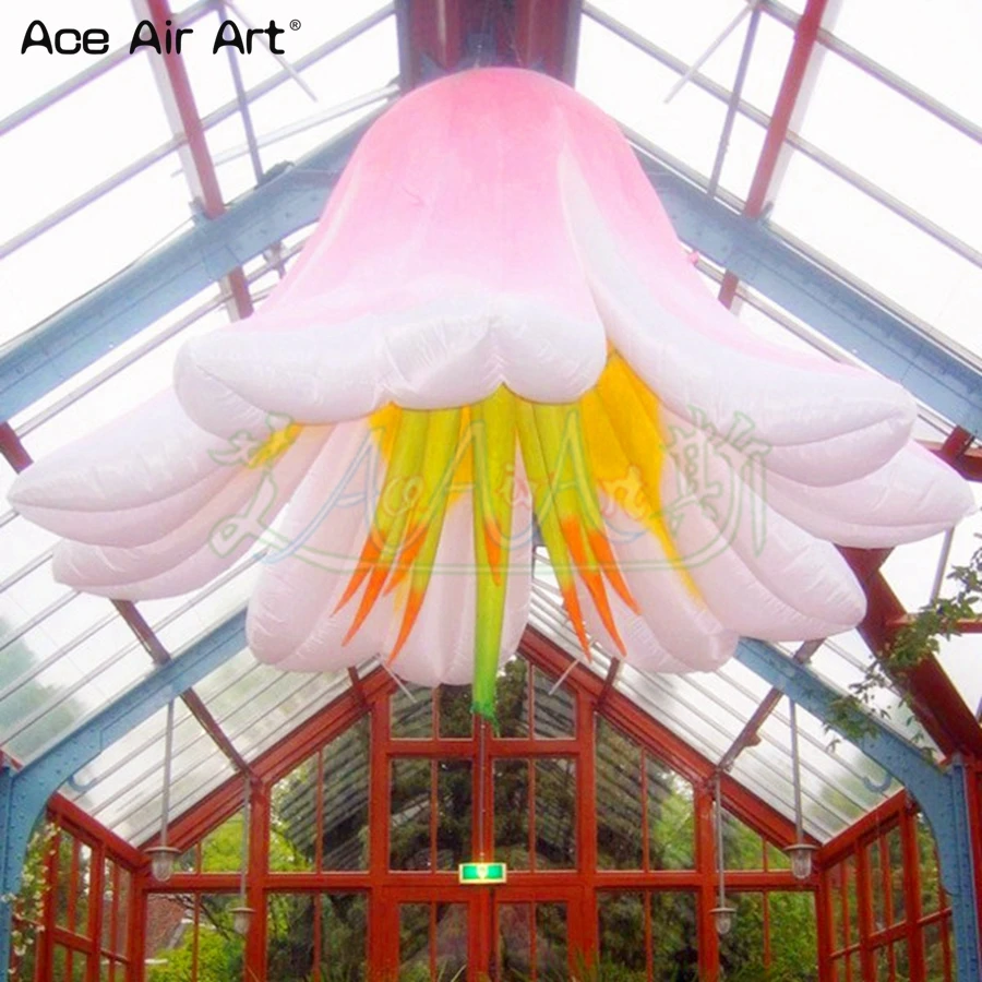 

Giant planet model inflatale anemone,hanging pasqueflower with led lights and continuously blower By profession supplier