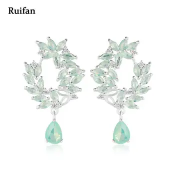 

Trendy Water Drop Leaf Green Cubic Zirconia 925 Sterling Silver Stud Earrings for Women Wedding Earring Dubai Jewelry YEA013