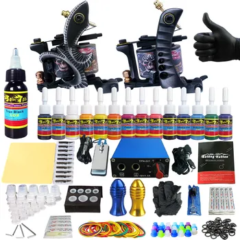 

Tattoo Sets Machine for Lining Shader Clip Cord 2 Guns New Arrival Complete Kit 14 Color Ink Pigment TK203-25