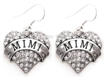 

Newest Styles rhodium plated MIMI Clear Crystal Heart Earrings(E100060), 30pair a lot