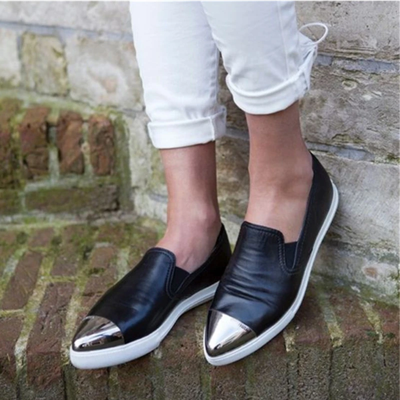 metal cap toe flats