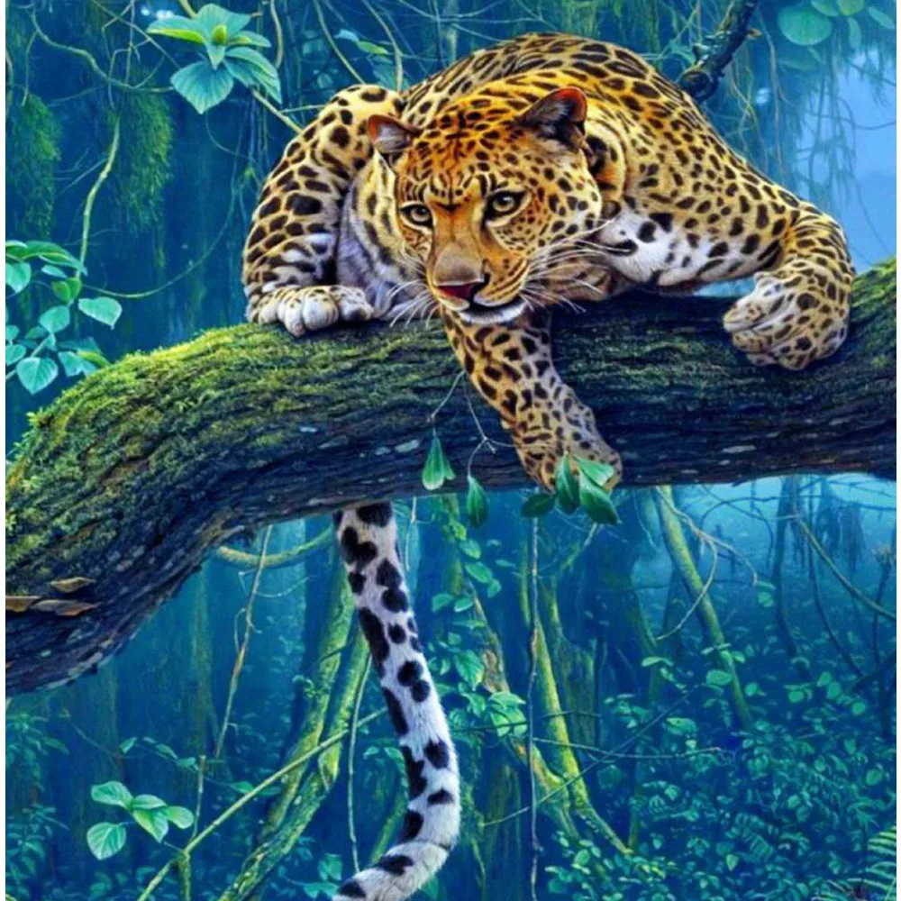 Diy Diamond Painting Animal Cross Stitch 5D Crystal Full Square Drill Mosaic Sets Leopard embroidery Room Decor | Дом и сад