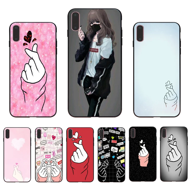 

IMIDO Cute fingertip love patterned Soft silicone fitted phone case for iphone 7 8 X XS XR XSmax 6 6S 7/8/6S/6PLUS 5 5S SE shell