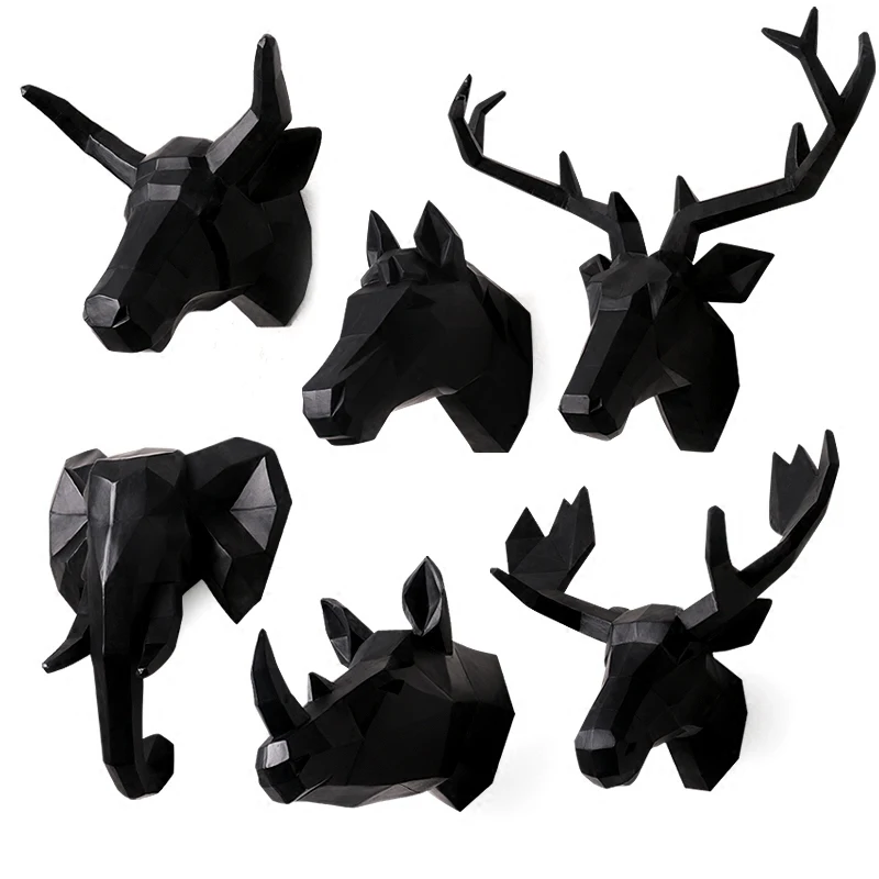 European Style Deer Hanging Pendant Home Decor Furnishing Wood Resin Elk Moose Animal Head Wall Decor Bar Mural Living Room D027 Statues Sculptures Aliexpress