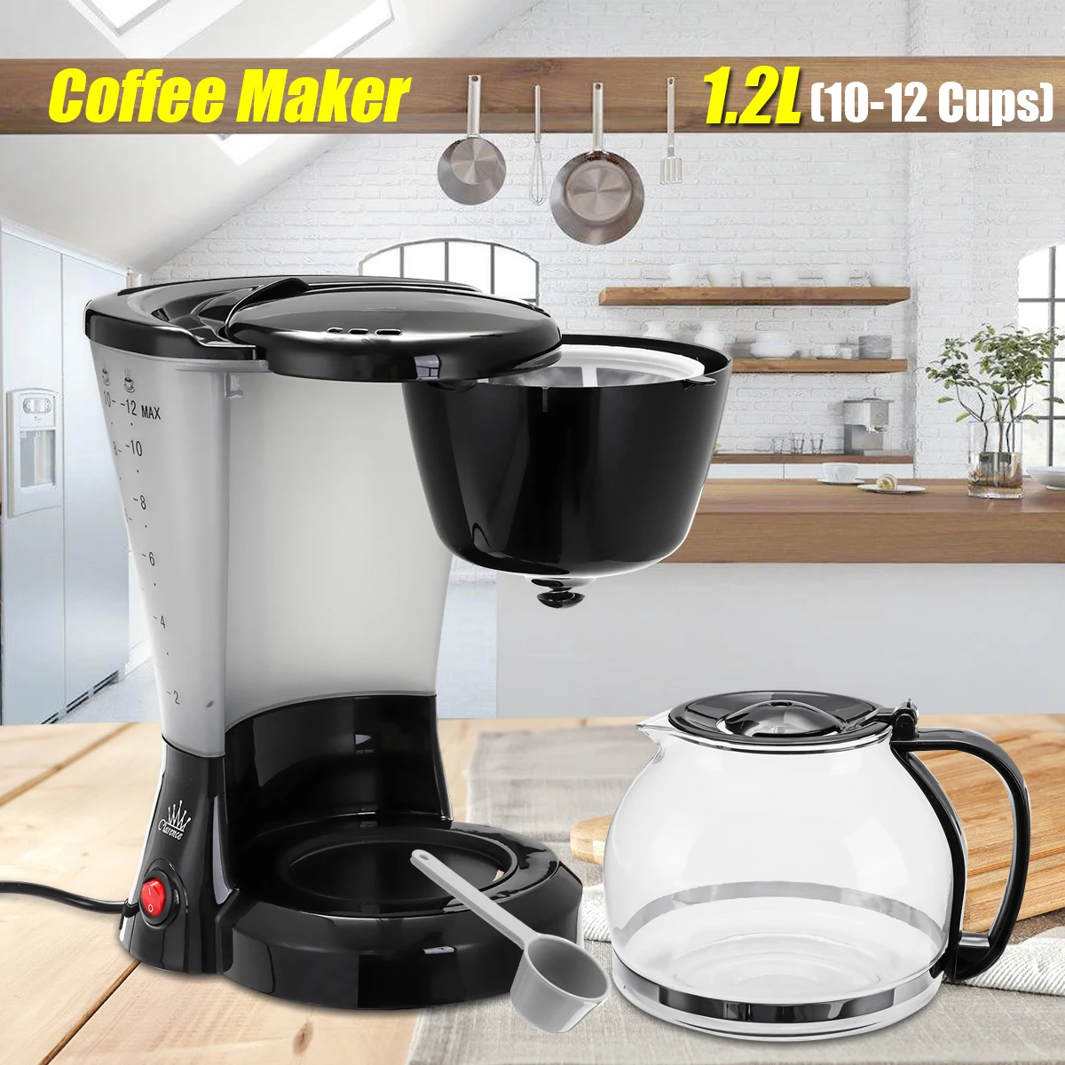 

Electric Drip Coffee Tea Espresso Maker 110/220 V 800W 1.2L Automatic Filter Machine 10-12 Cups Anti-drip Nylon Filter Swing-out