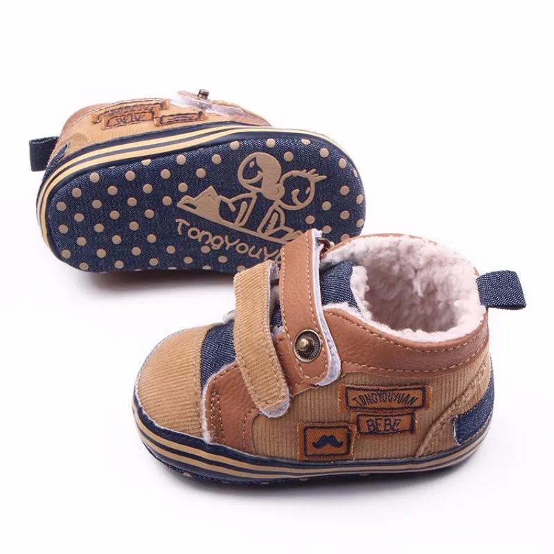 Модные Нескользящие зимние ботинки для новорожденных мальчиков; Теплая обувь для малышей