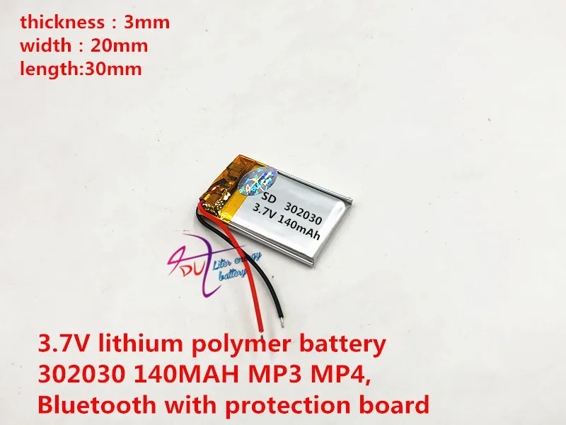 3,7 V литий-полимерный аккумулятор 302030,032030, MP3 bluetooth гарнитура беспроводная гарнитура 140 mah